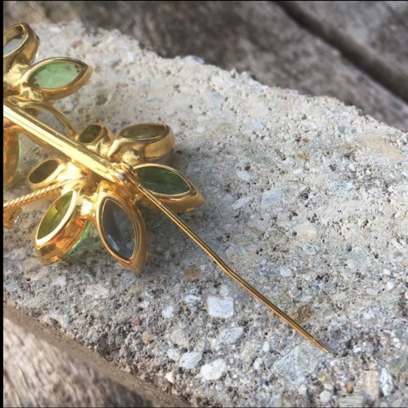 Flowers of Summer Pale Bue & Green Pin Brooch - Picture 6 of 6